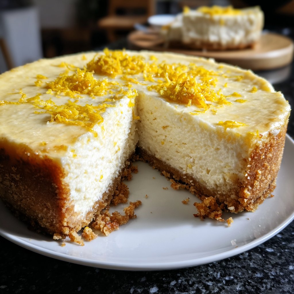 Käsekuchen mit Vanille und Zitronenabrieb