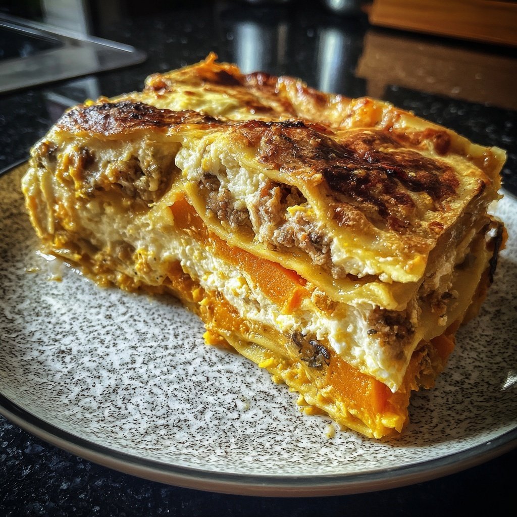 Lasagne mit Kürbis und Feta
