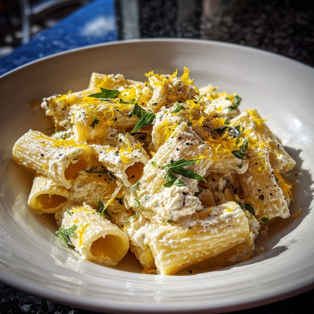 Rigatoni mit Ricotta und Zitrone