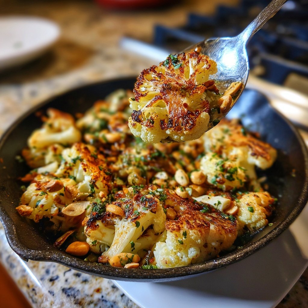 Blumenkohlpfanne mit Erdnüssen