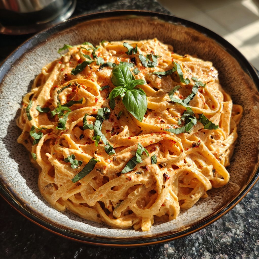 Pasta mit rosa Vodkasauce