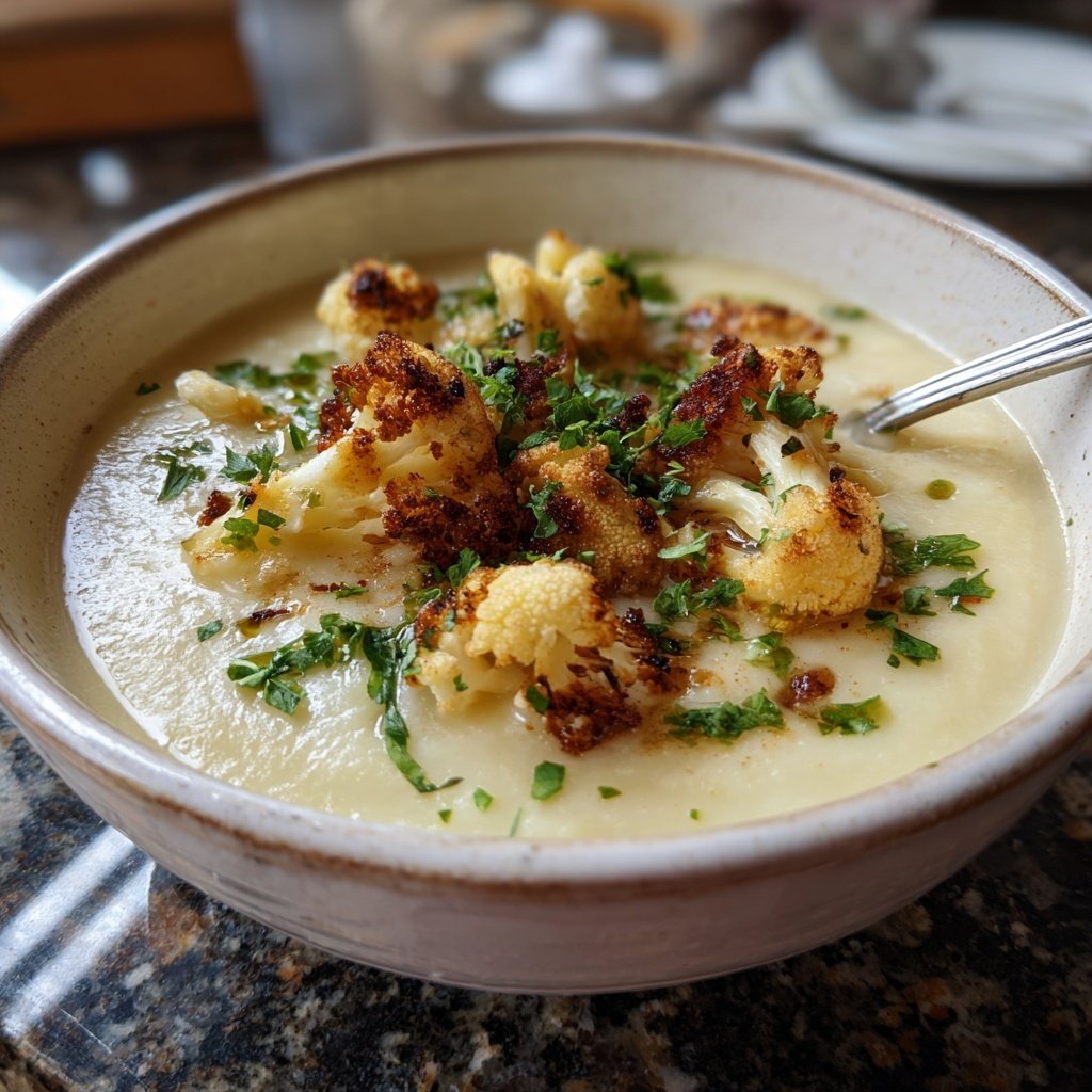 Einfache Blumenkohlsuppe aus dem Ofen