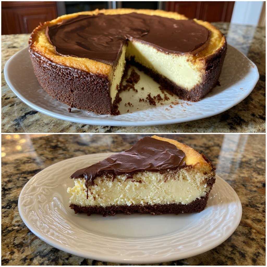 Käsekuchen mit Schokoladenboden
