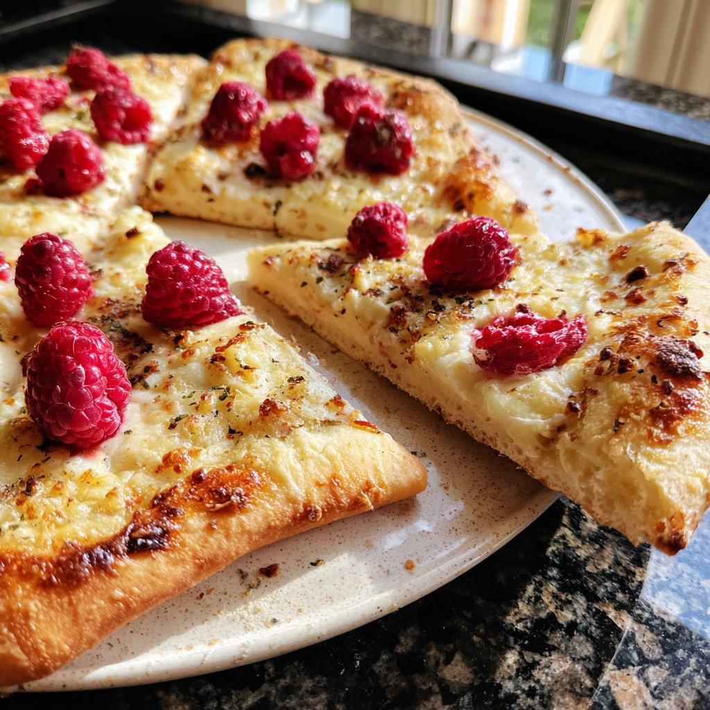 Flammkuchen mit Himbeeren und Brie