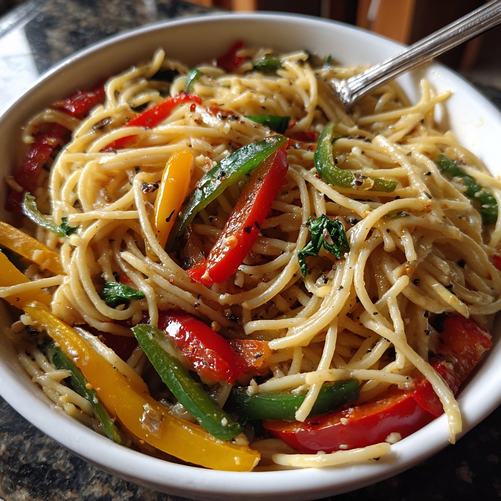 Abendessen mit Pasta und Gemüse