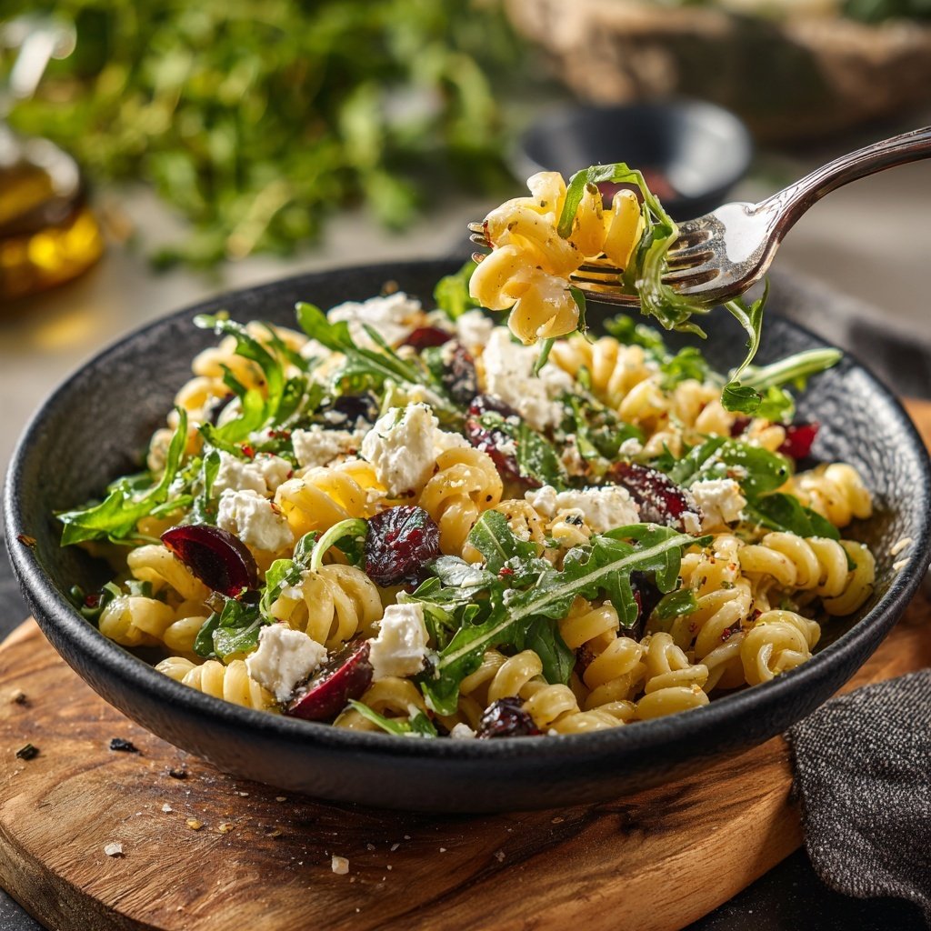 Mediterraner Nudelsalat Mit Rucola Und Feta